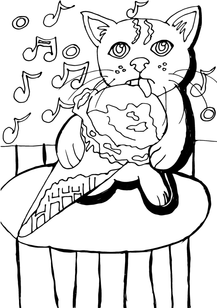 kotek jedzący loda kolorowanka